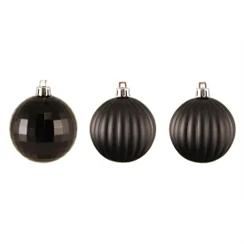 100ct Jet Black 3-Finish Shatterproof Christmas Ball Ornaments 2.5" (60mm)