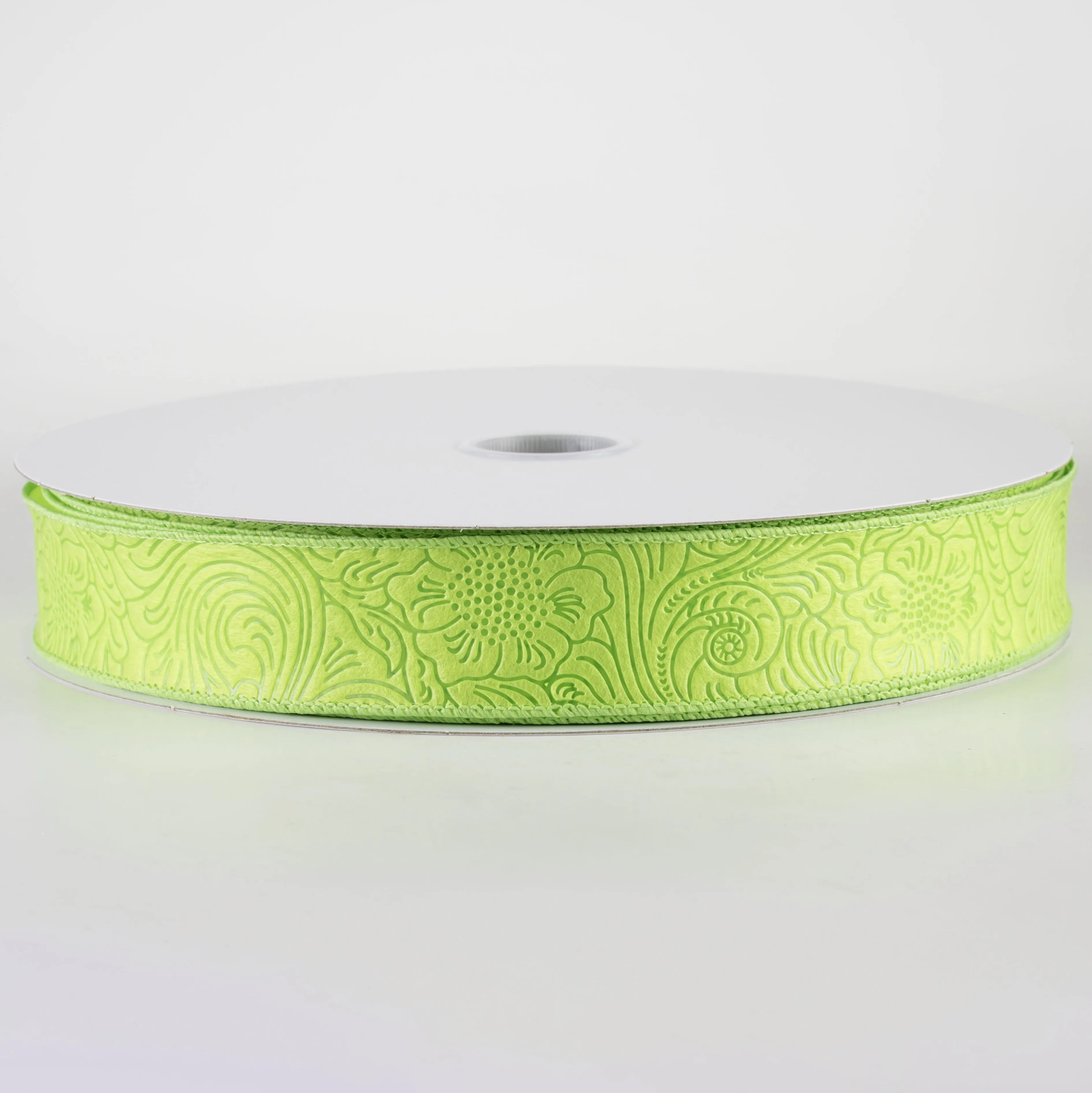 1.5" Embossed Flower Breeze Ribbon: Lime Green (50 Yards)