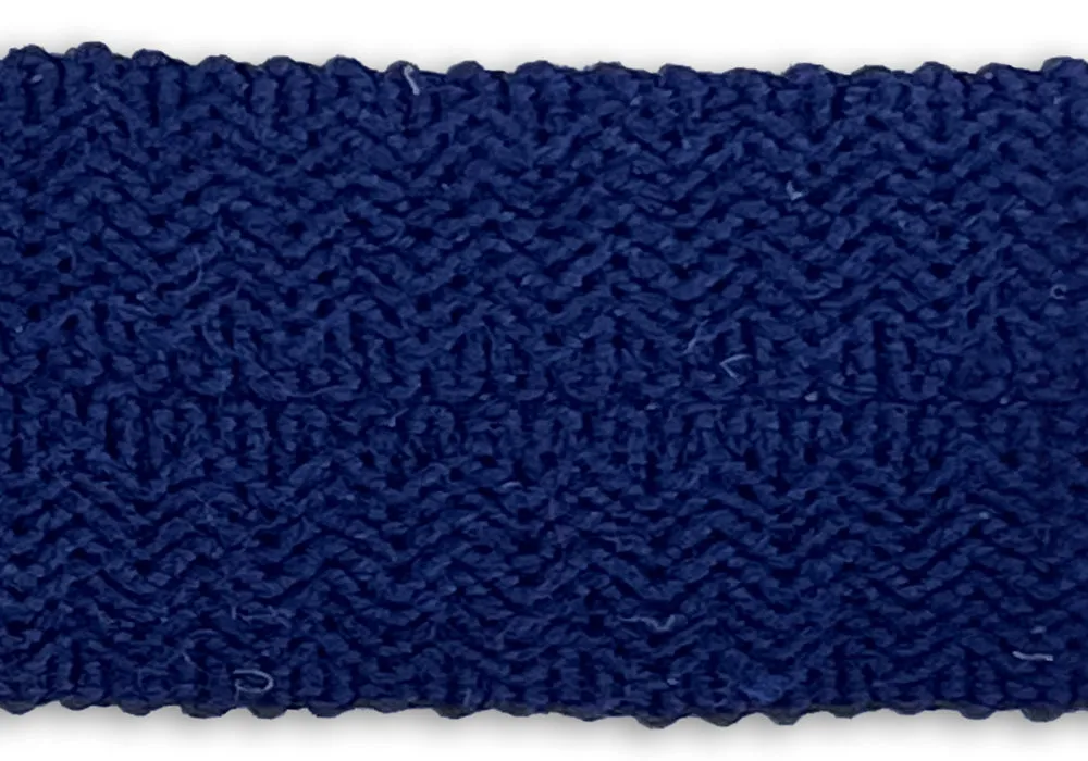 1" Midnight Navy Braided Wool Fold-Over Trim (Made in Japan)