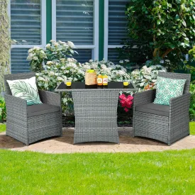 3pc Cushioned Patio Rattan Furniture Set - Gray