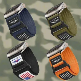 4 Bundle Pack Police Military Fireman Velcro USA FLAG Strap for Apple Watch