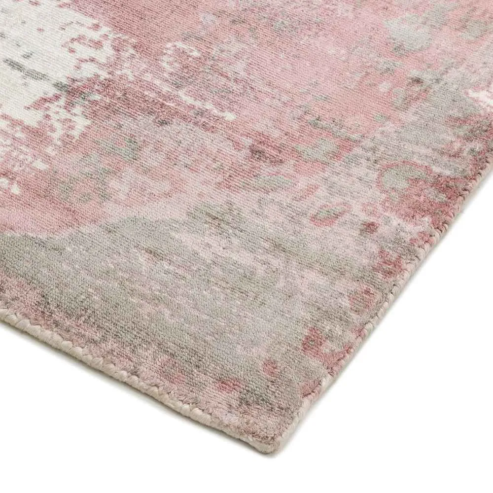 Abstract Screen Printed Hand Woven Rug - Blush