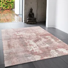 Abstract Screen Printed Hand Woven Rug - Blush