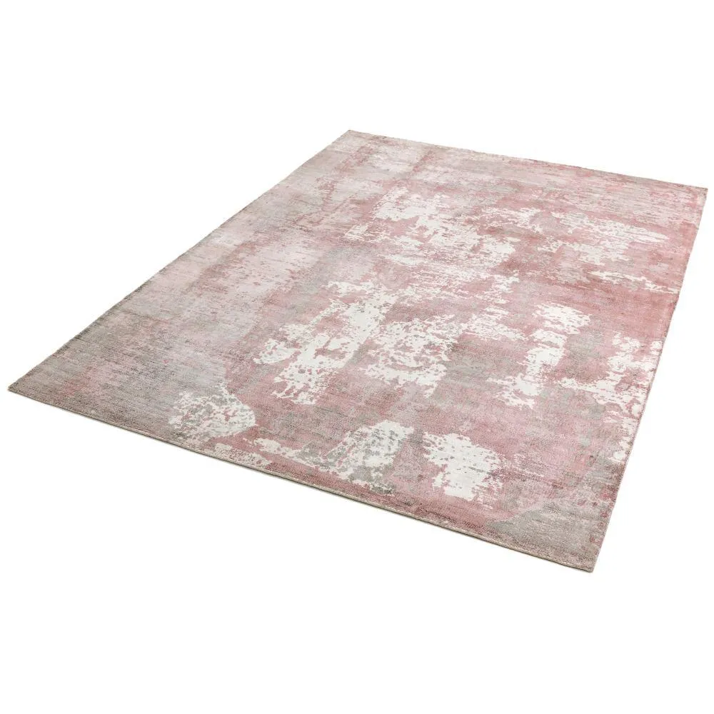 Abstract Screen Printed Hand Woven Rug - Blush