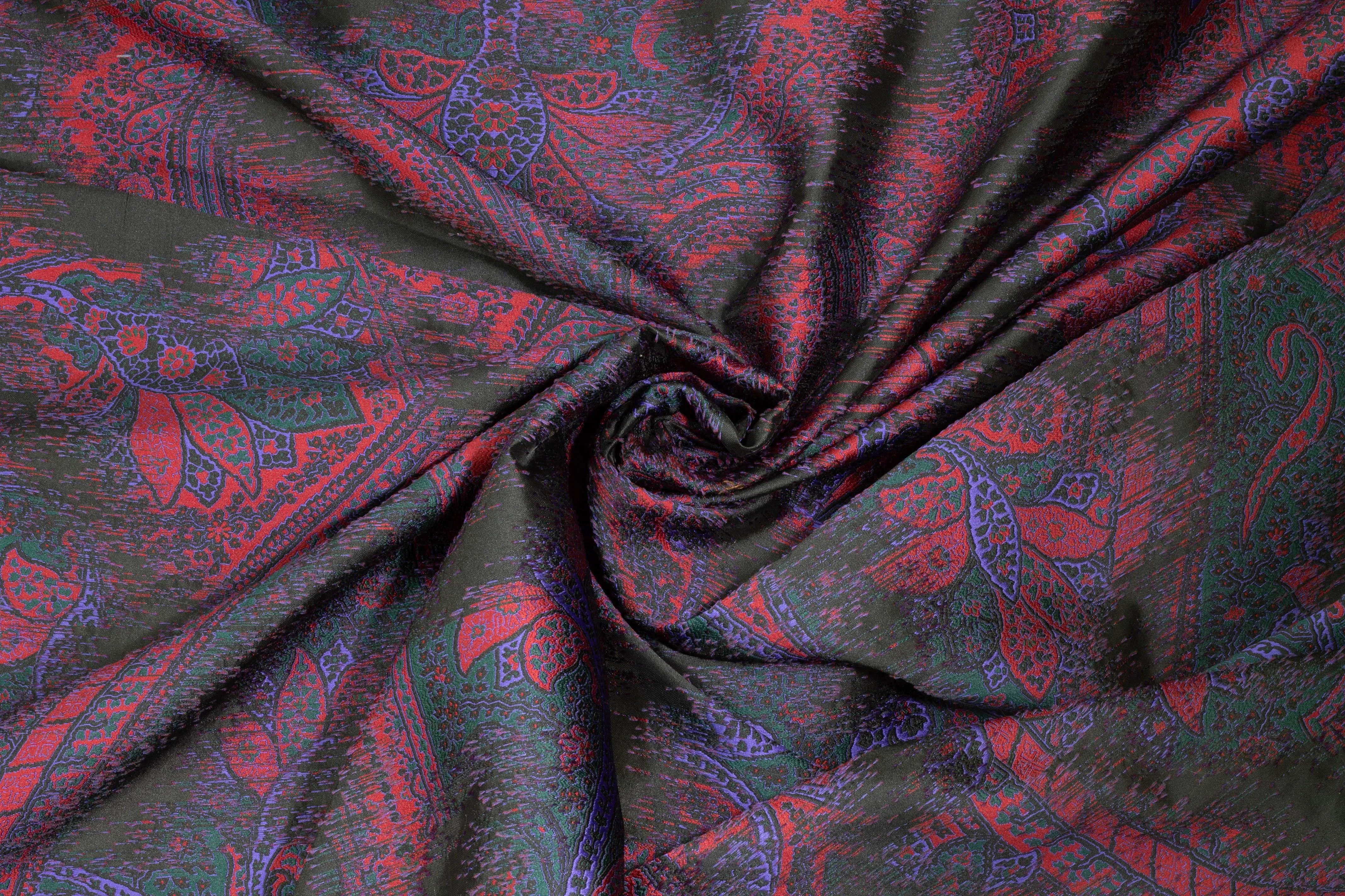 Black, Red, and Blue Embroidered Jacquard