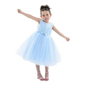 Blue Pearl Bow Tulle Dress