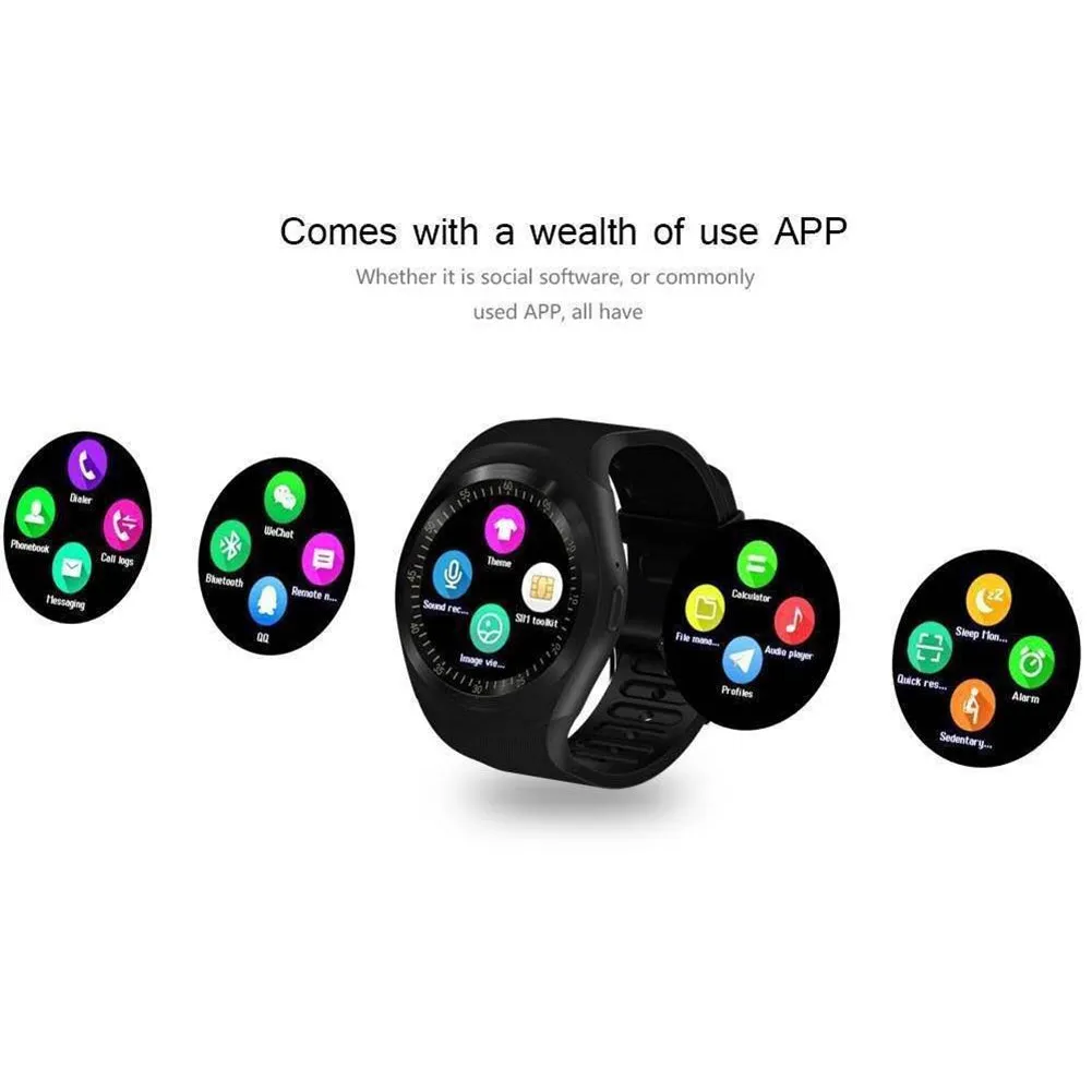 Bluetooth Sports Round Smart Watch Pedometer Health Monitor for iOS Android