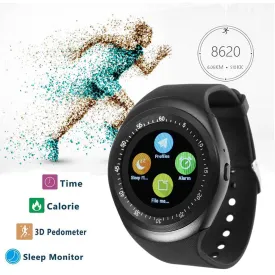 Bluetooth Sports Round Smart Watch Pedometer Health Monitor for iOS Android