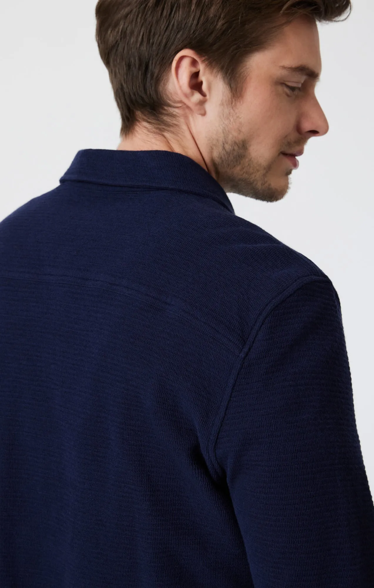 BUTTON-UP LONG SLEEVE SHIRT IN MARITIME BLUE