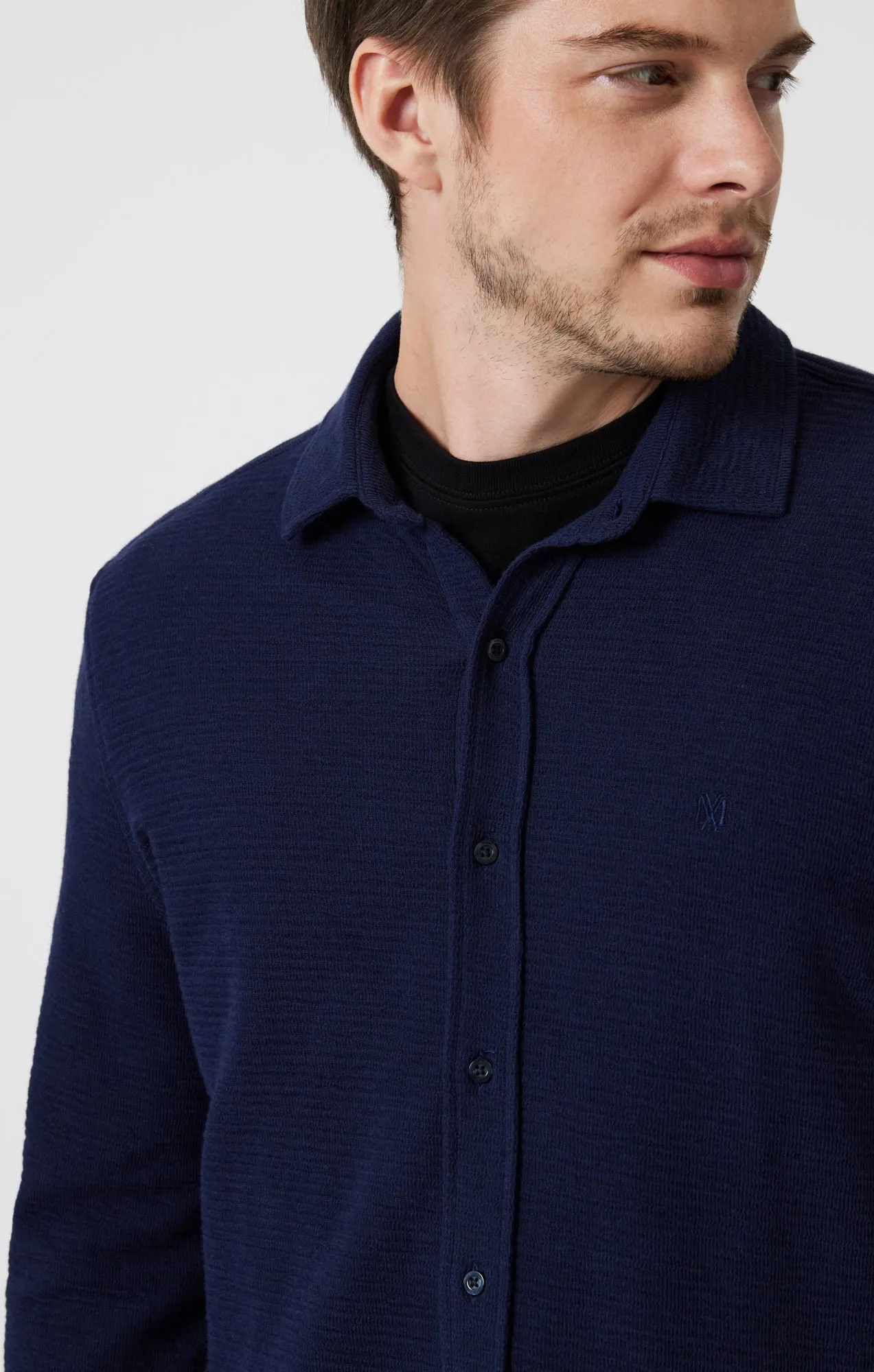 BUTTON-UP LONG SLEEVE SHIRT IN MARITIME BLUE