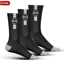 BWB 3 Pairs Black Crew Cycling Socks