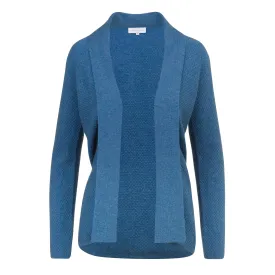 Cashmere Cardigan Honeycomb Stitch in Denim Blue