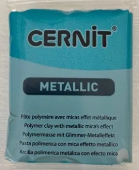 Cernit Polymer Clay Metallic Range 56g Block Turquoise (676)