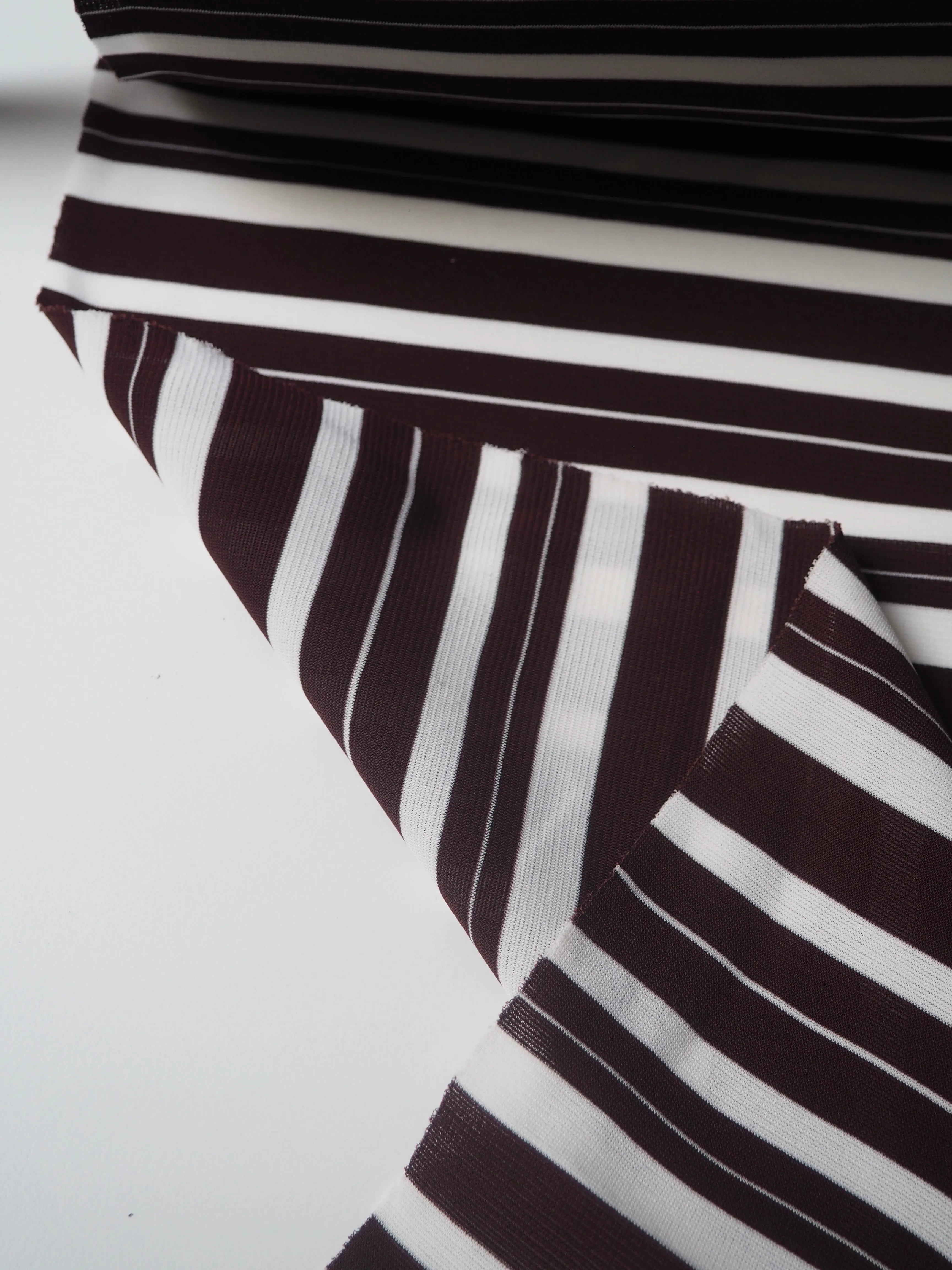 Chocolate Stripe Interlock Jersey