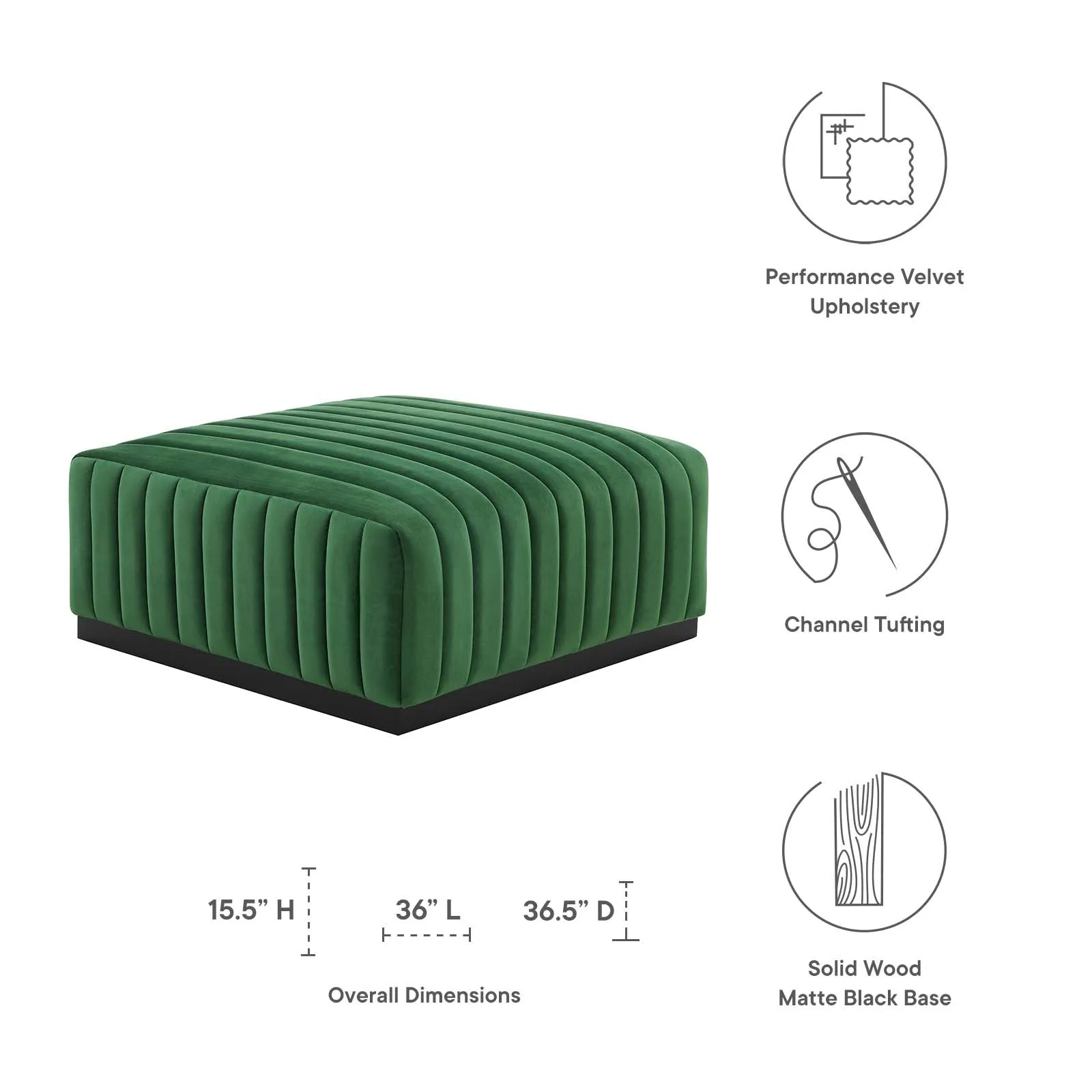 Conjure Channel Tufted Performance Velvet Ottoman by Modway