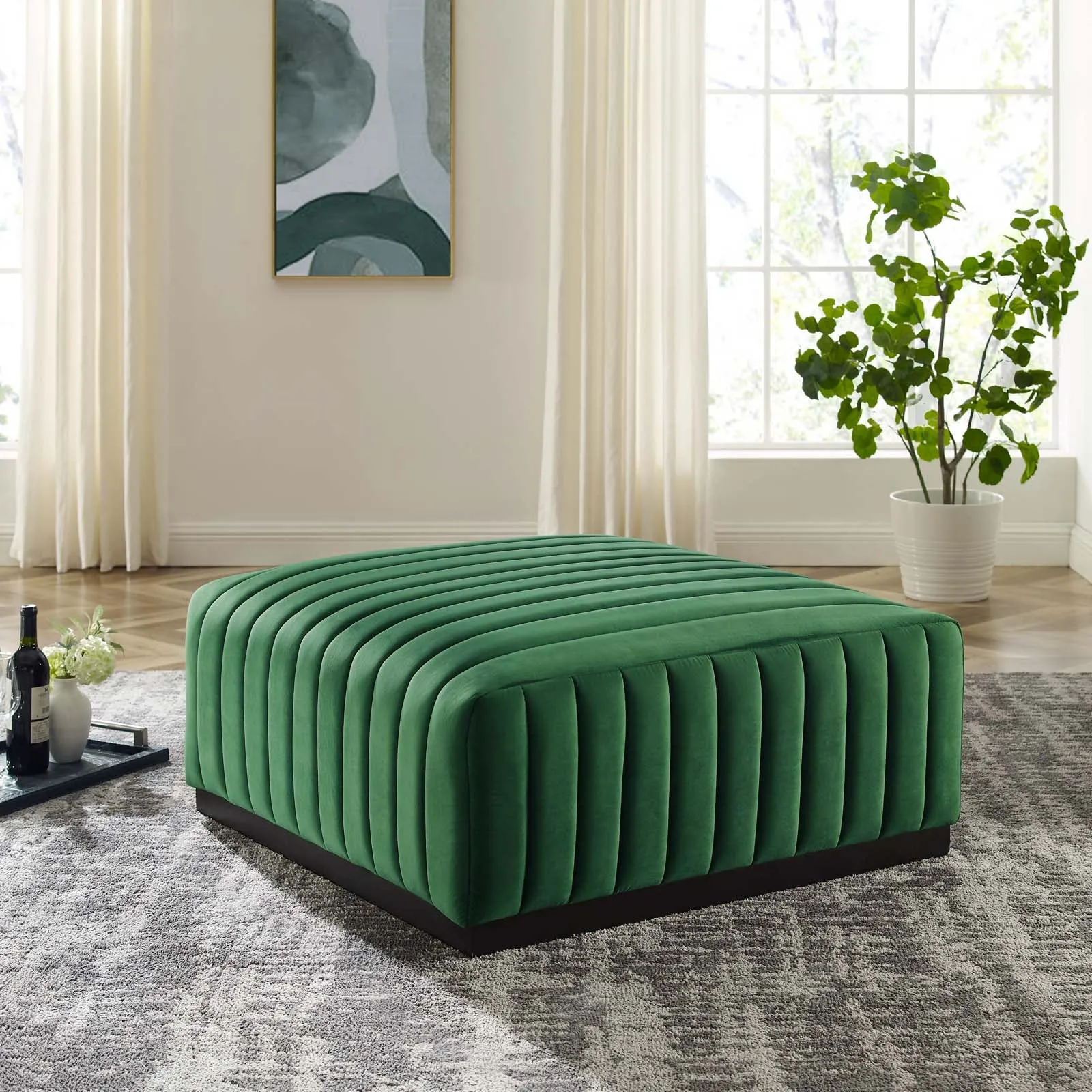 Conjure Channel Tufted Performance Velvet Ottoman by Modway