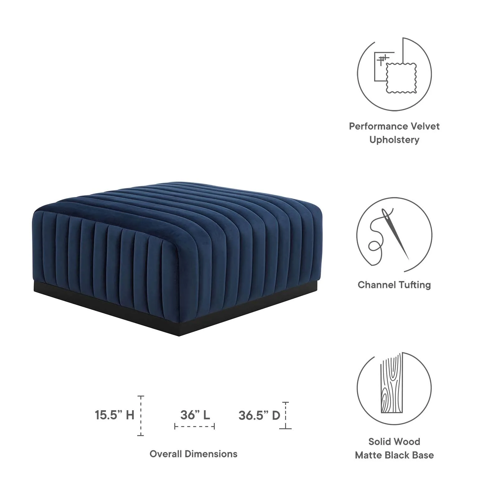 Conjure Channel Tufted Performance Velvet Ottoman by Modway