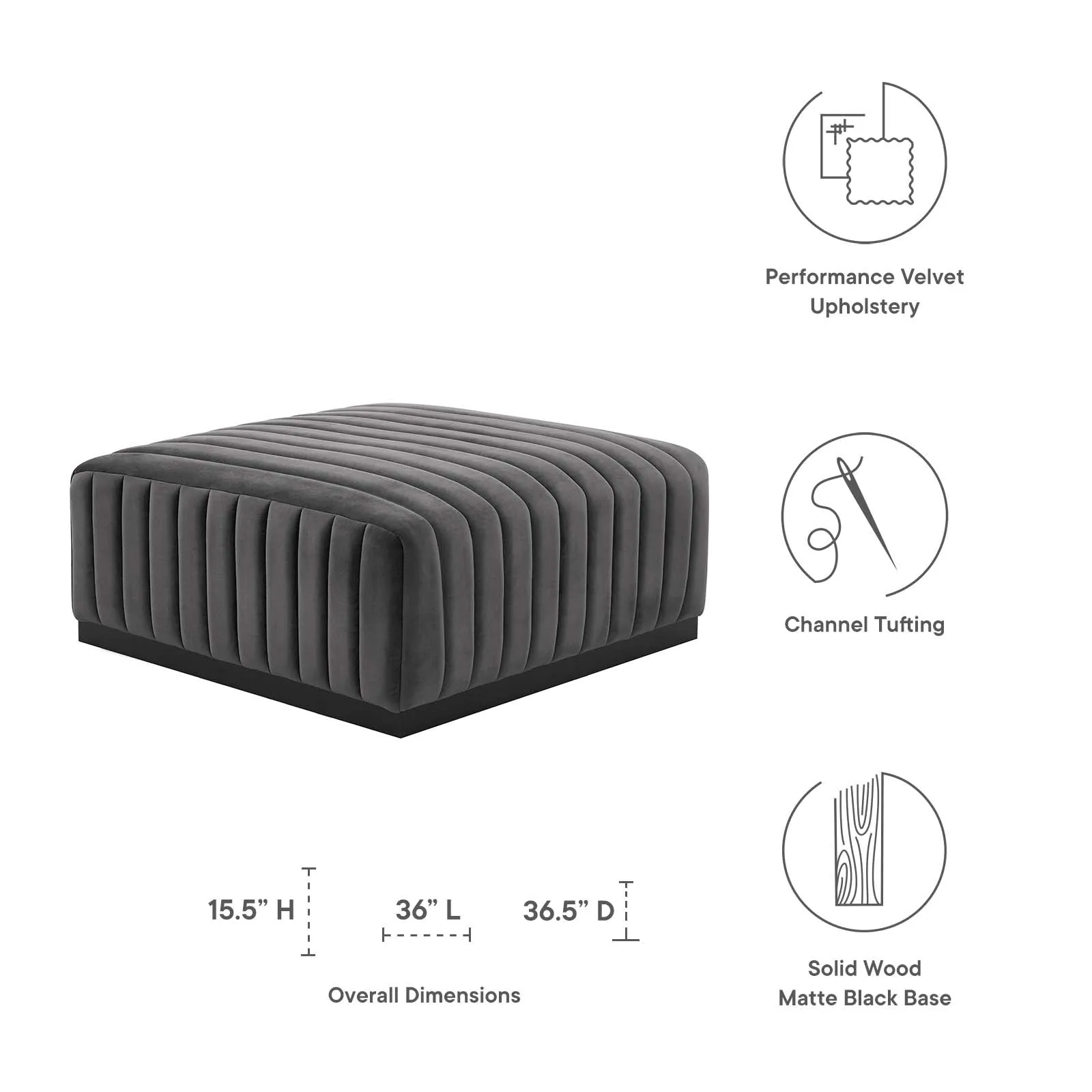 Conjure Channel Tufted Performance Velvet Ottoman by Modway