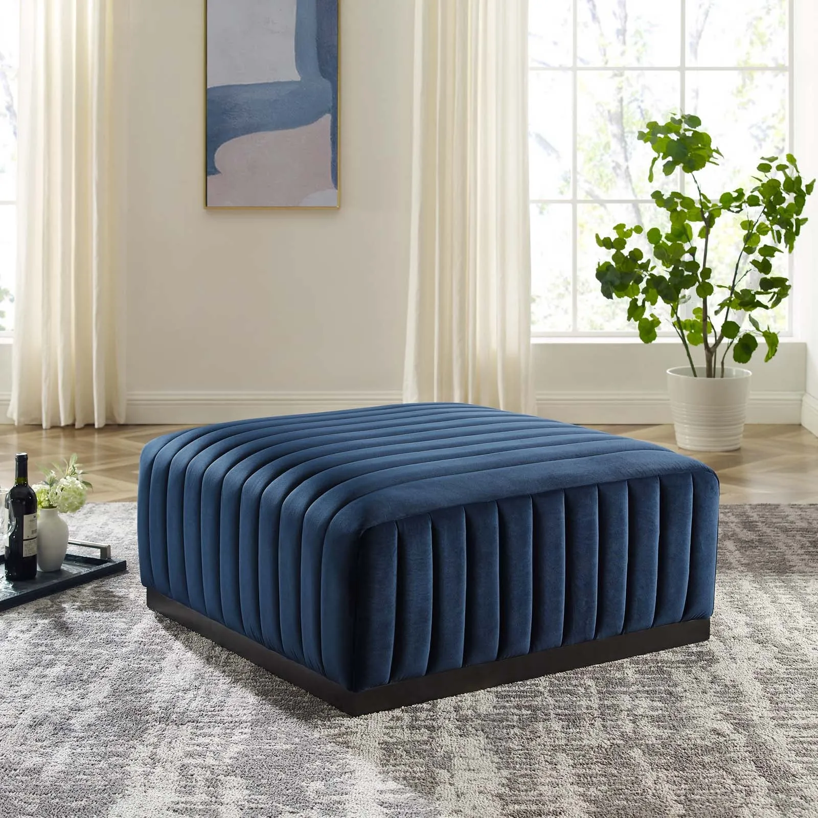 Conjure Channel Tufted Performance Velvet Ottoman by Modway