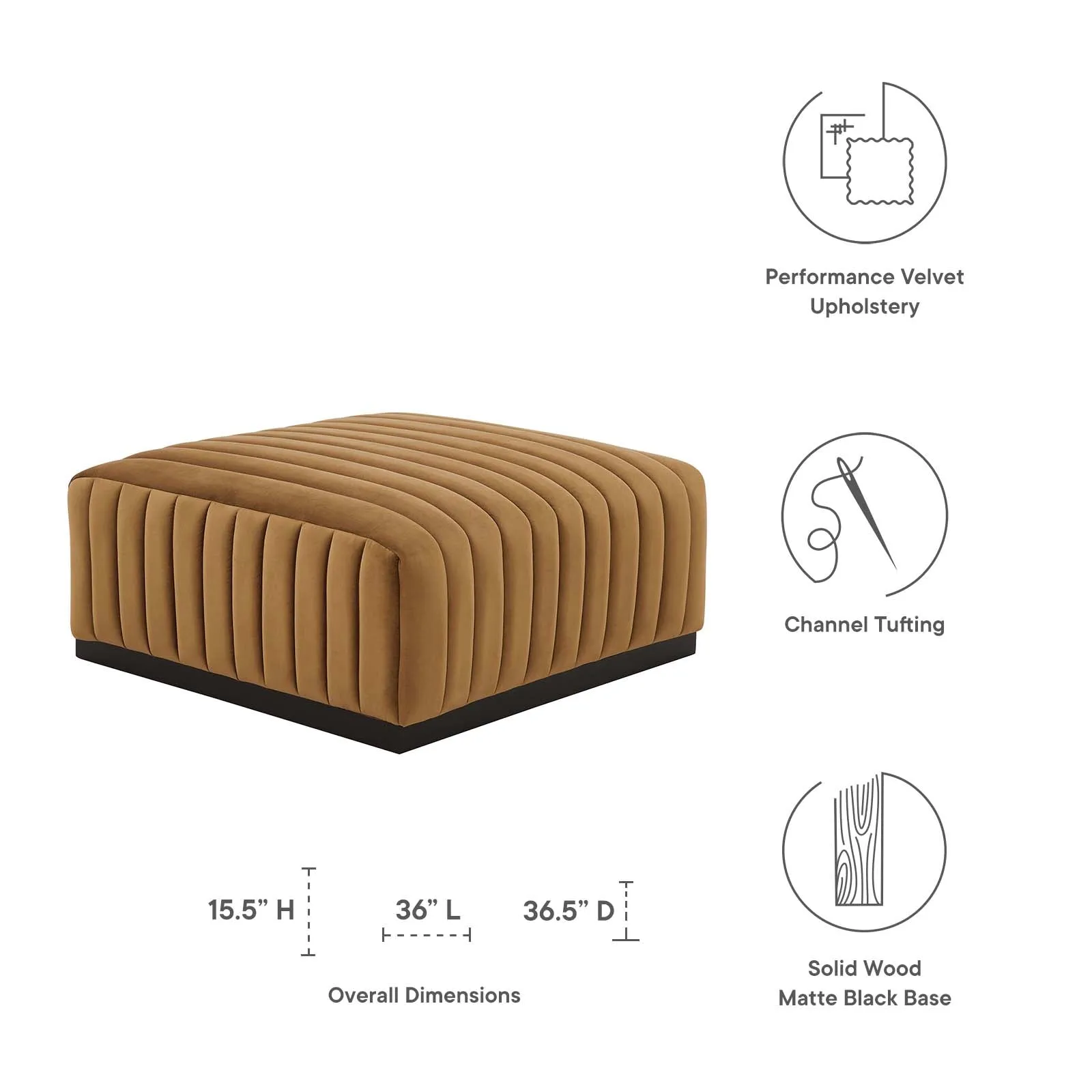 Conjure Channel Tufted Performance Velvet Ottoman by Modway