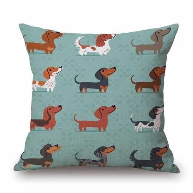 Dachshund Printed Cushion Case