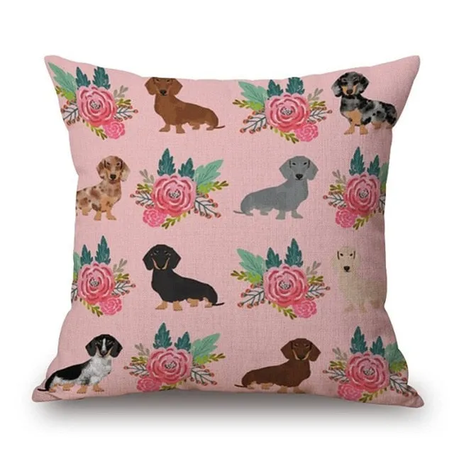 Dachshund Printed Cushion Case