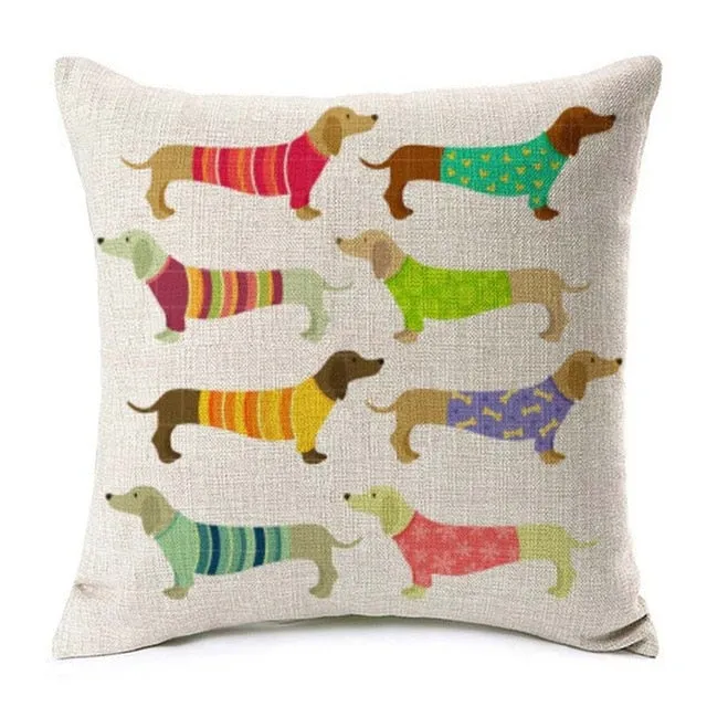 Dachshund Printed Cushion Case