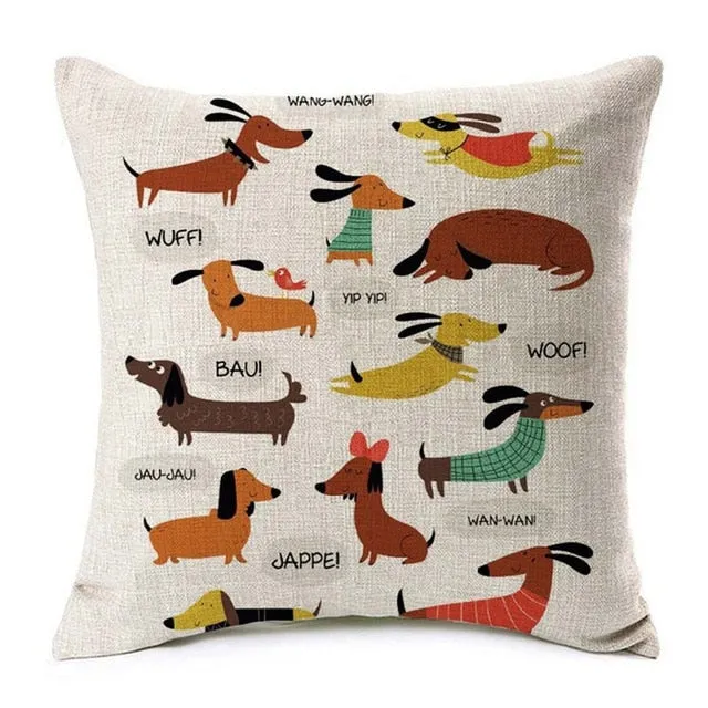 Dachshund Printed Cushion Case