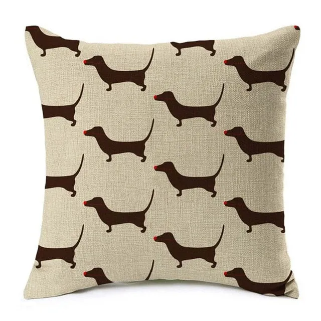 Dachshund Printed Cushion Case