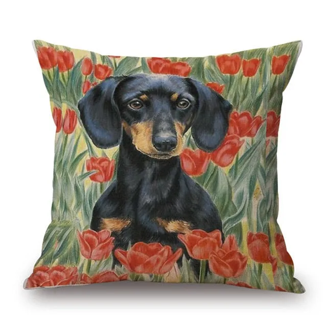 Dachshund Printed Cushion Case