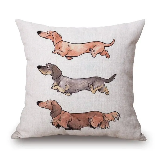 Dachshund Printed Cushion Case