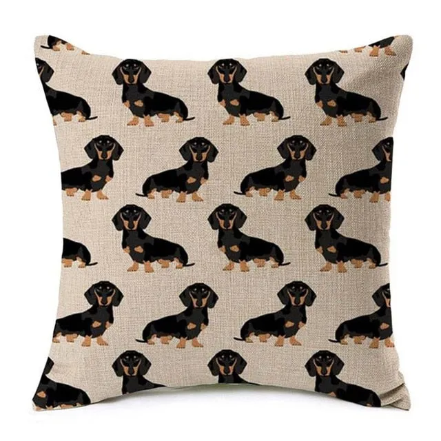 Dachshund Printed Cushion Case