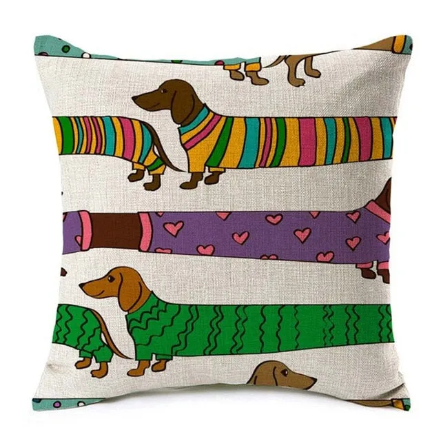 Dachshund Printed Cushion Case