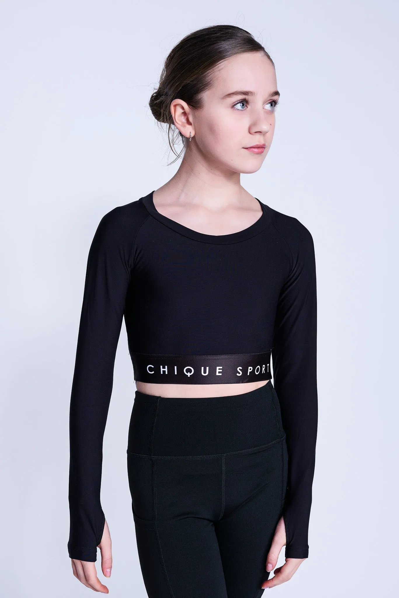 Empower Long-Sleeve Crop in Black