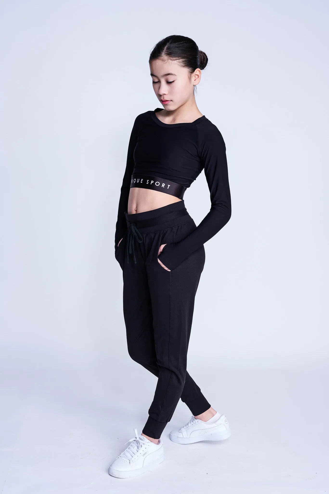 Empower Long-Sleeve Crop in Black