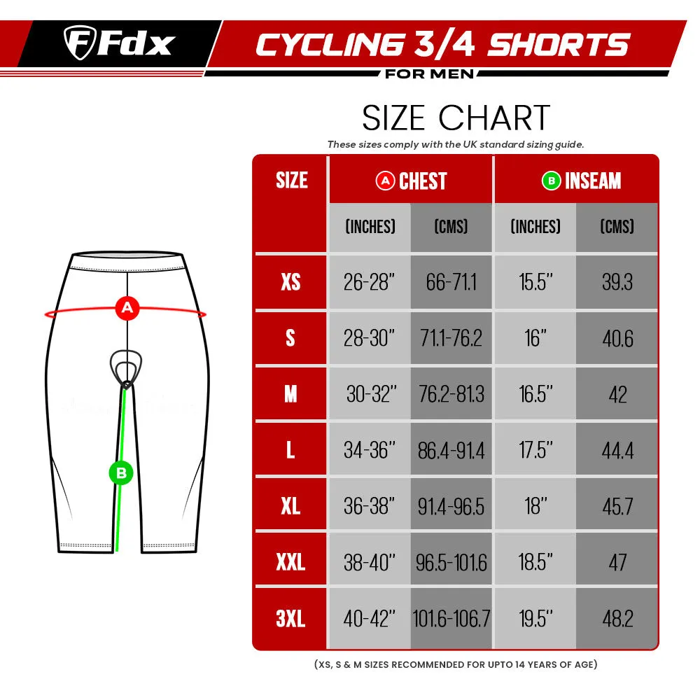 Fdx Gallop Blue Men's & Boy's 3/4 Gel Padded Cycling Shorts