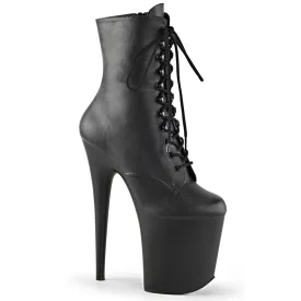 FLAMINGO-1020 Black Faux Leather Platform Lace-Up Front Exotic Dancer Boot