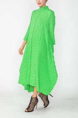 Green Long Sleeve Bubble Check Dress