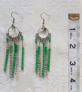 Green Silver Art Deco Nouveau Earrings