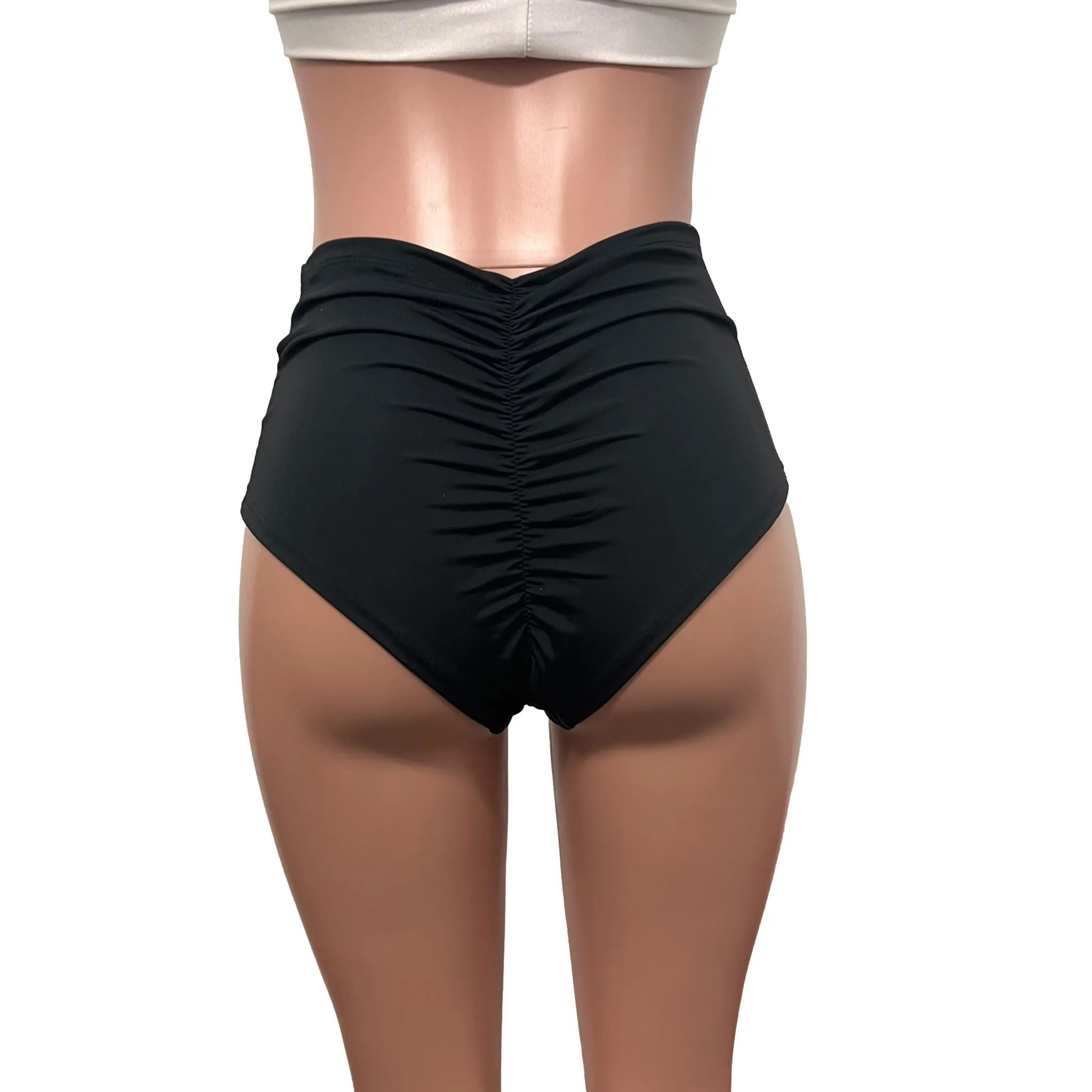 High Waist Scrunch Bikini Hot Pants - Matte Spandex - Several Color Options