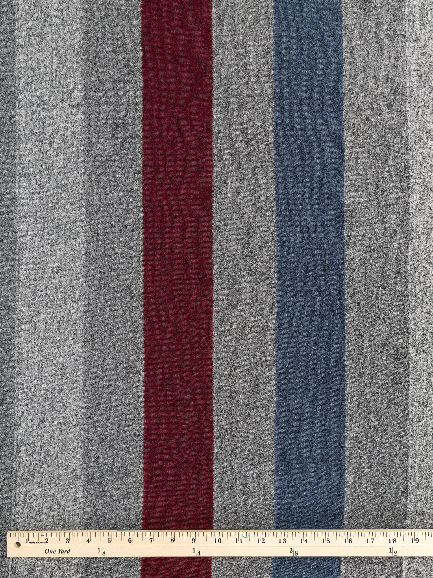 Italian Wool Blend Stripe Knit Deadstock - Blue   Grey   Red