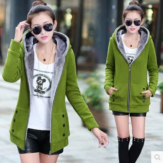 Korean Style Autumn Winter Women Coat Warm Thick Fleece Jacket Outerwear Hoodies Sweatshirts