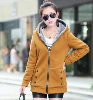 Korean Style Autumn Winter Women Coat Warm Thick Fleece Jacket Outerwear Hoodies Sweatshirts