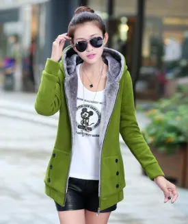 Korean Style Autumn Winter Women Coat Warm Thick Fleece Jacket Outerwear Hoodies Sweatshirts