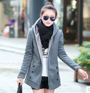 Korean Style Autumn Winter Women Coat Warm Thick Fleece Jacket Outerwear Hoodies Sweatshirts