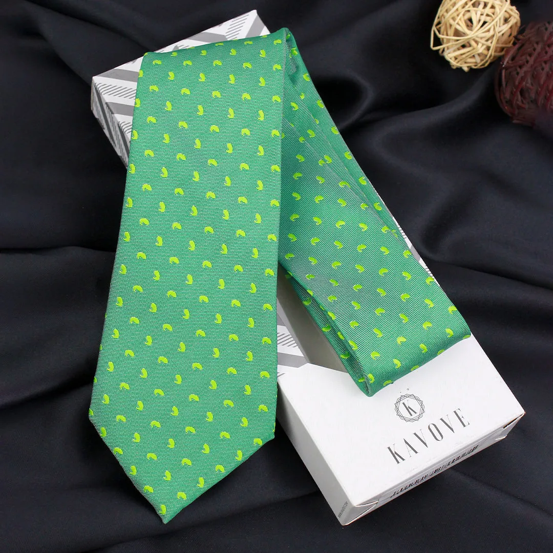 Kovove The Astro Mini Paisley Green Necktie For Men