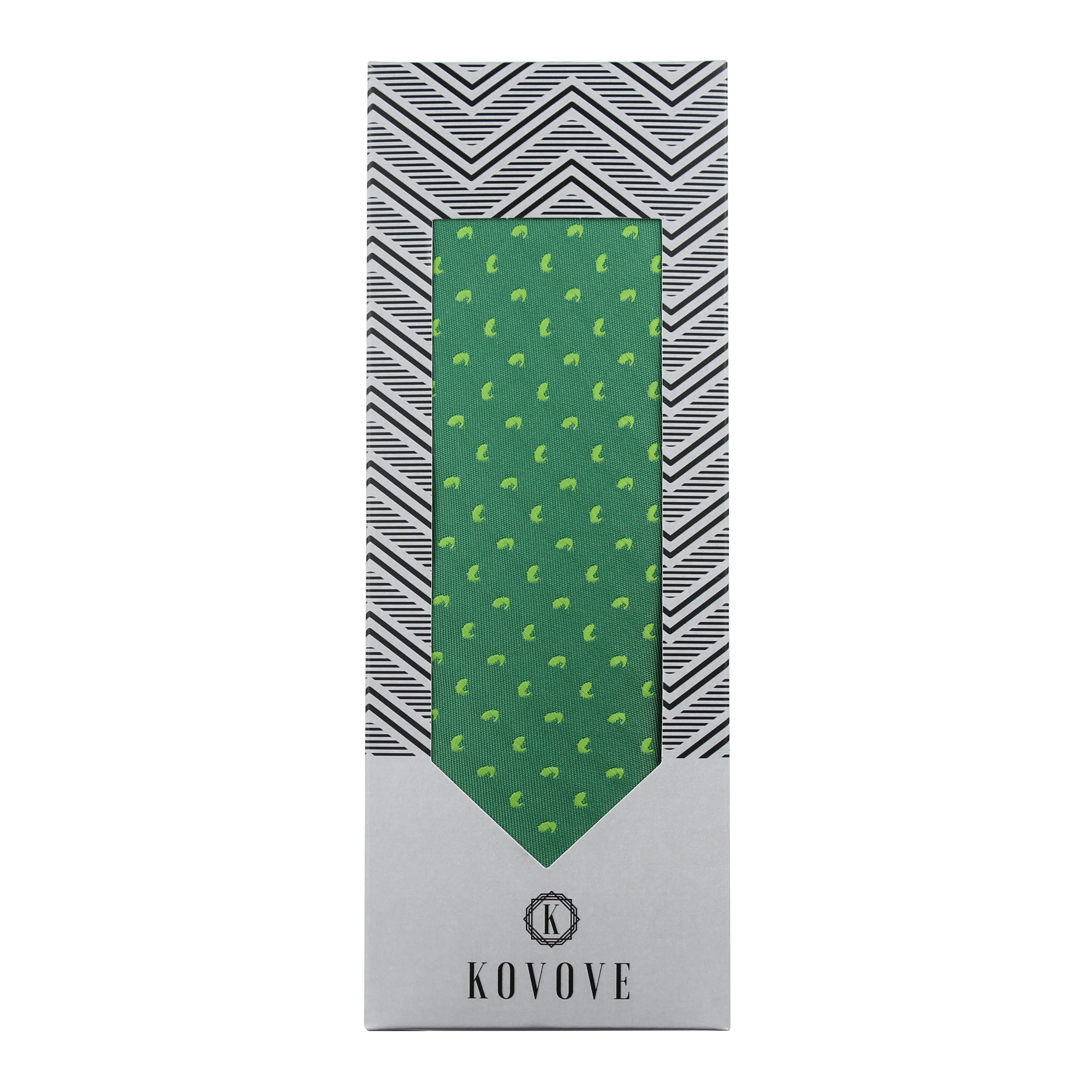 Kovove The Astro Mini Paisley Green Necktie For Men