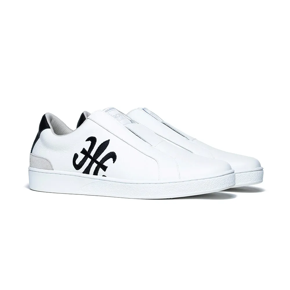 Men's Bishop Hydra White Black Leather Sneakers 01701-009