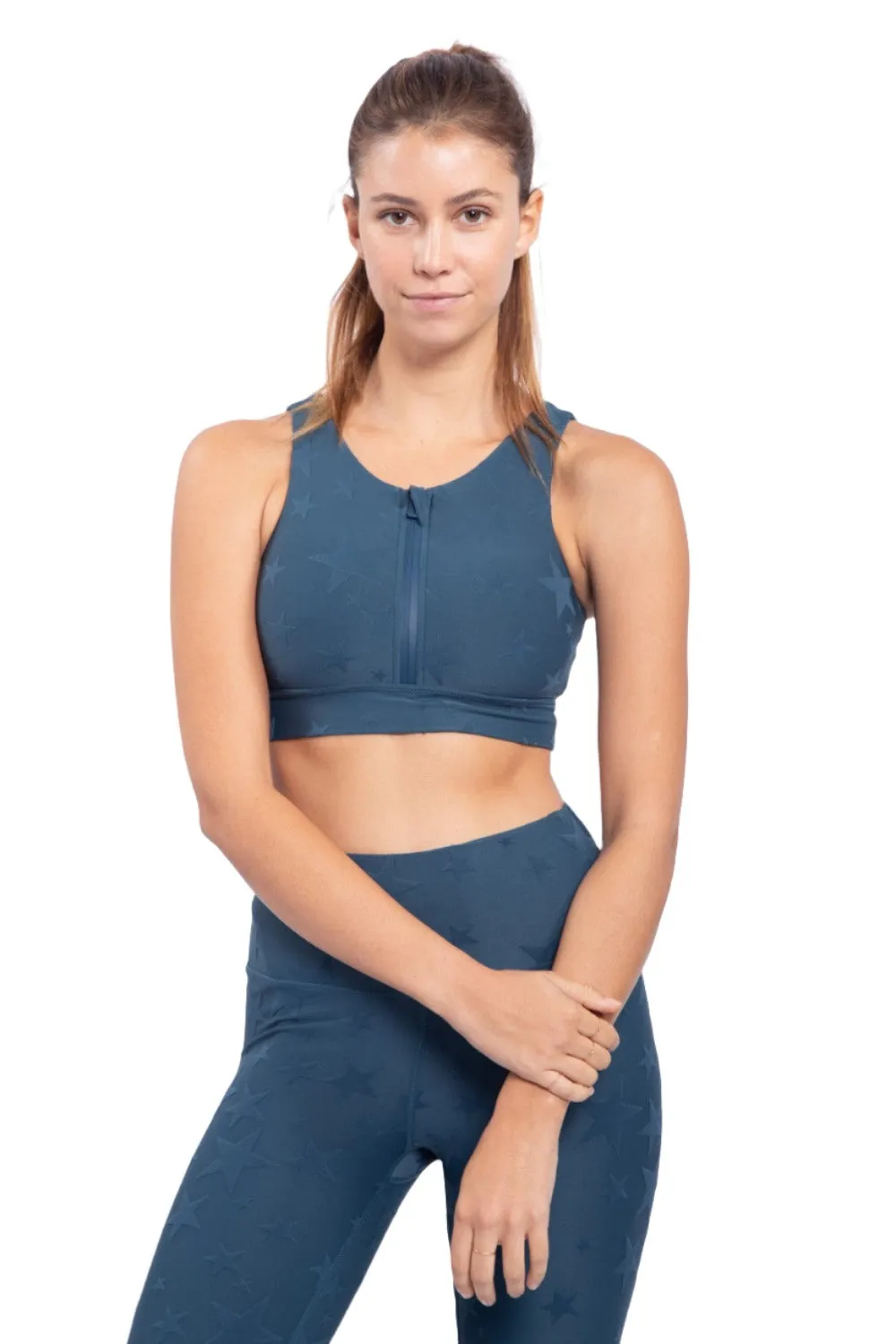 Mono B Seeing Stars Zip Sports Bra AT-A0667 Plus Too