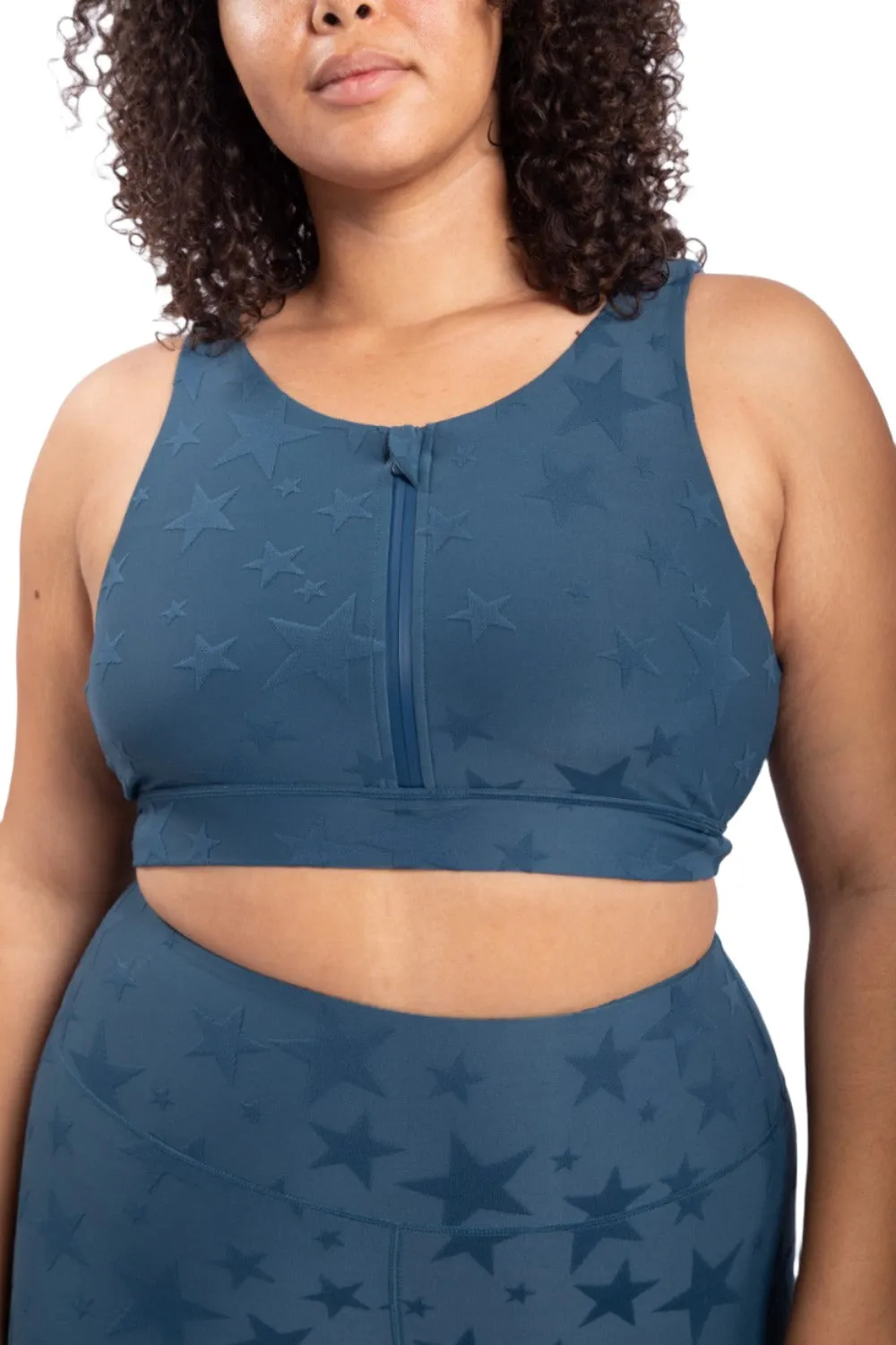 Mono B Seeing Stars Zip Sports Bra AT-A0667 Plus Too